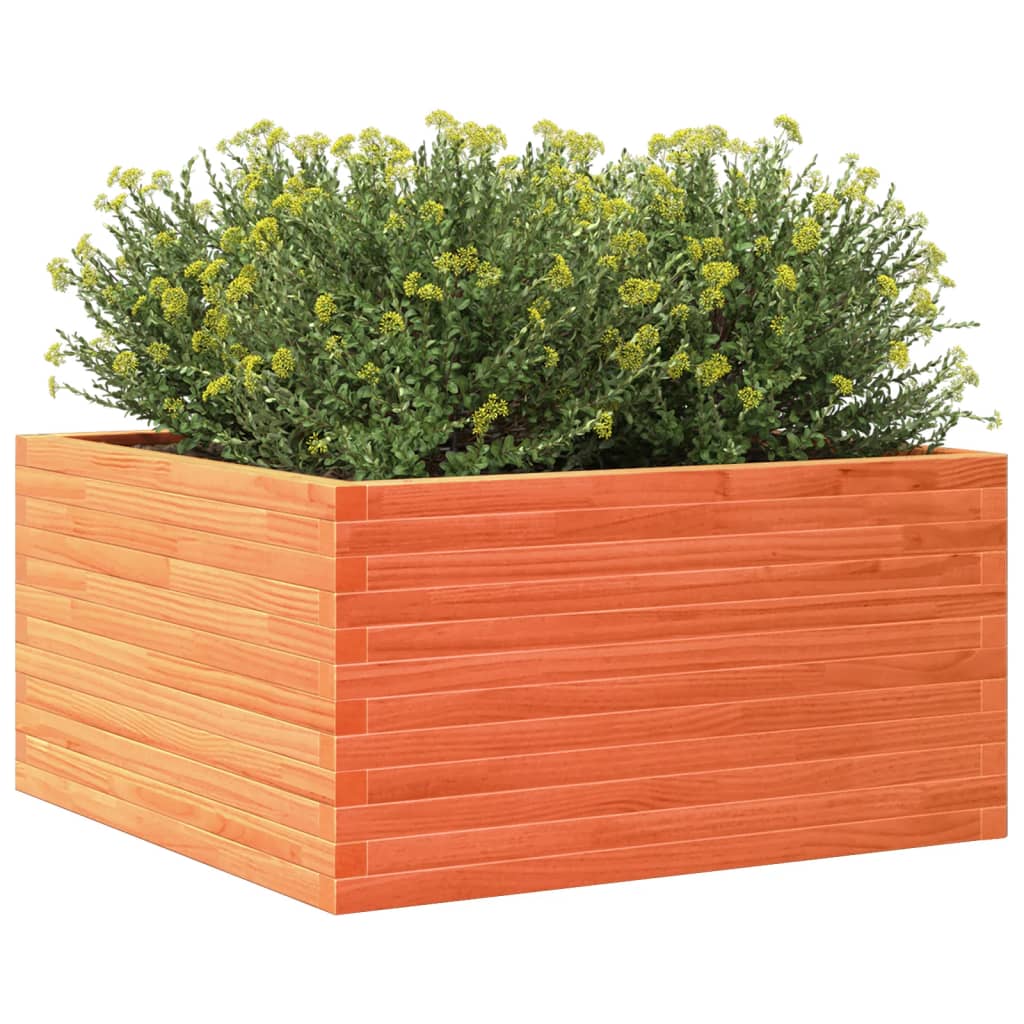 vidaXL Jardinera de madera maciza pino marrón cera 90x90x46 cm