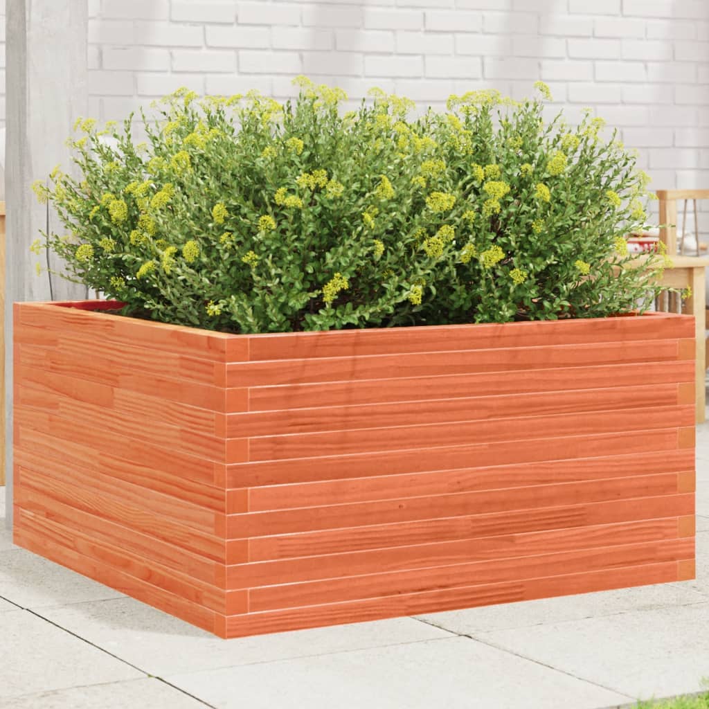 vidaXL Jardinera de madera maciza pino marrón cera 90x90x46 cm