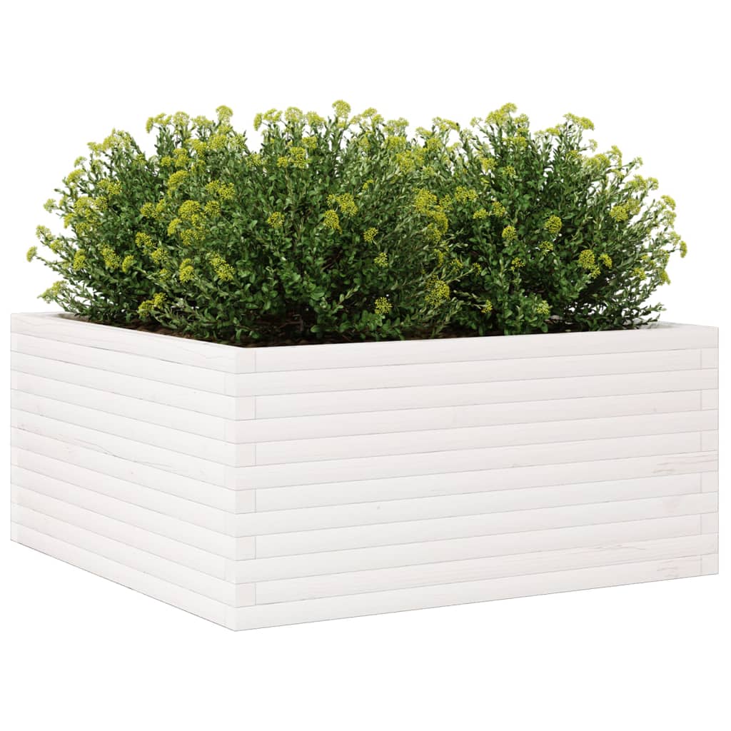 vidaXL Jardinera madera maciza de pino blanco 100x100x46 cm