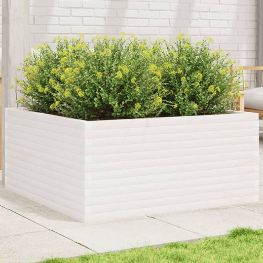 vidaXL Jardinera madera maciza de pino blanco 100x100x46 cm