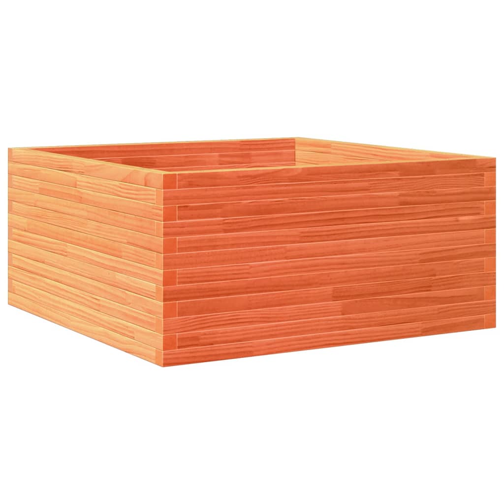 vidaXL Jardinera de madera maciza pino marrón cera 100x100x46 cm