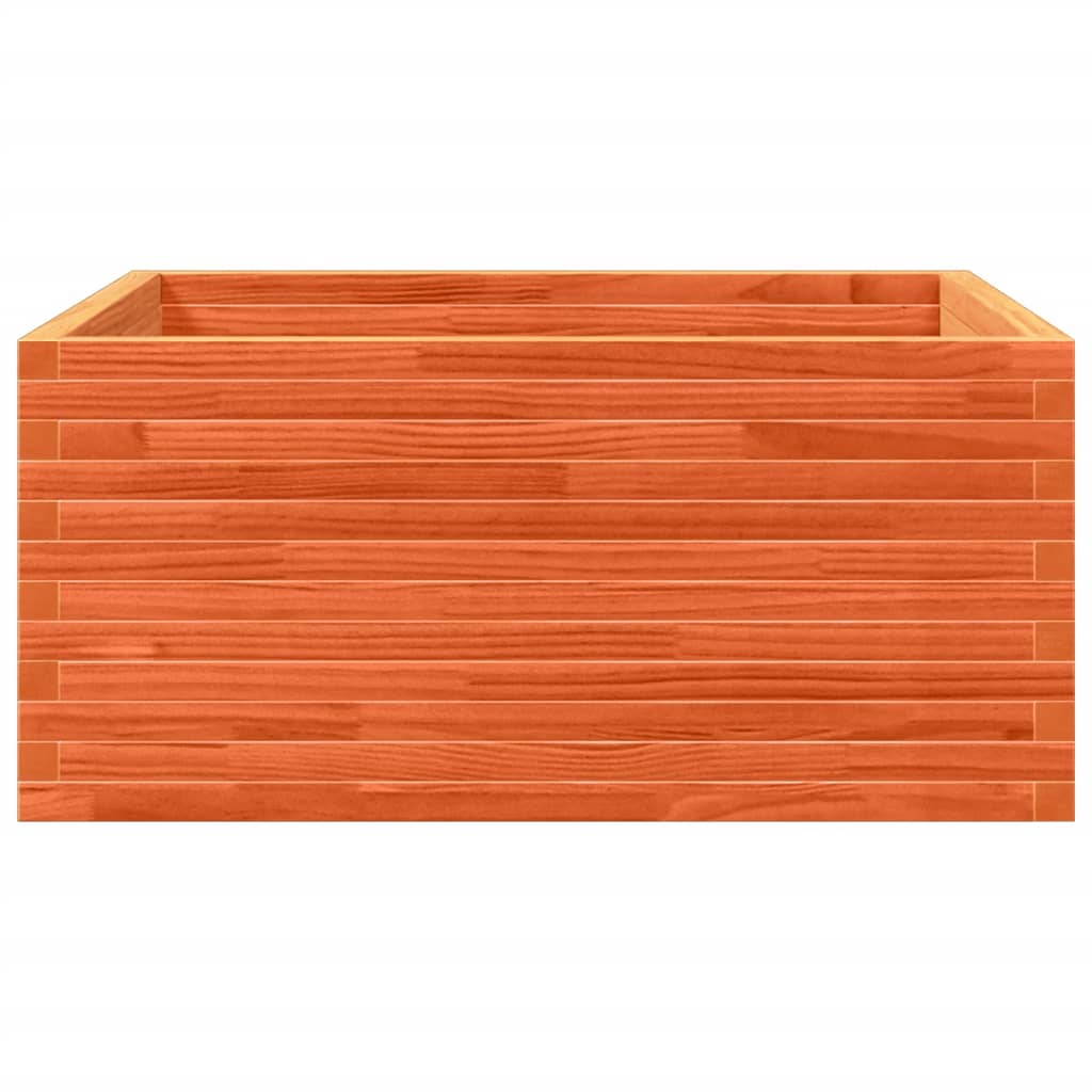 vidaXL Jardinera de madera maciza pino marrón cera 100x100x46 cm