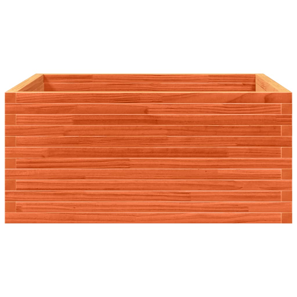 vidaXL Jardinera de madera maciza pino marrón cera 100x100x46 cm