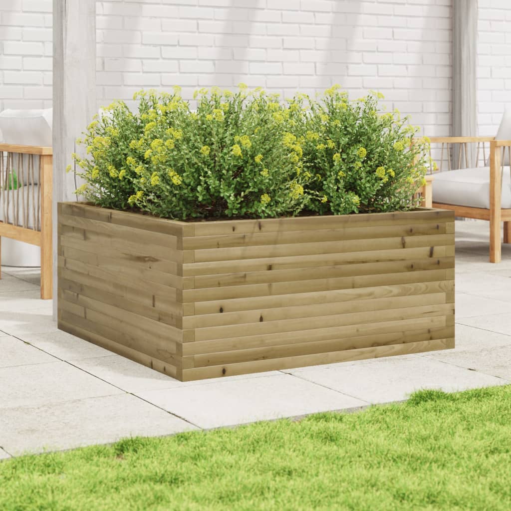 vidaXL Jardinera de madera de pino impregnada 100x100x46 cm