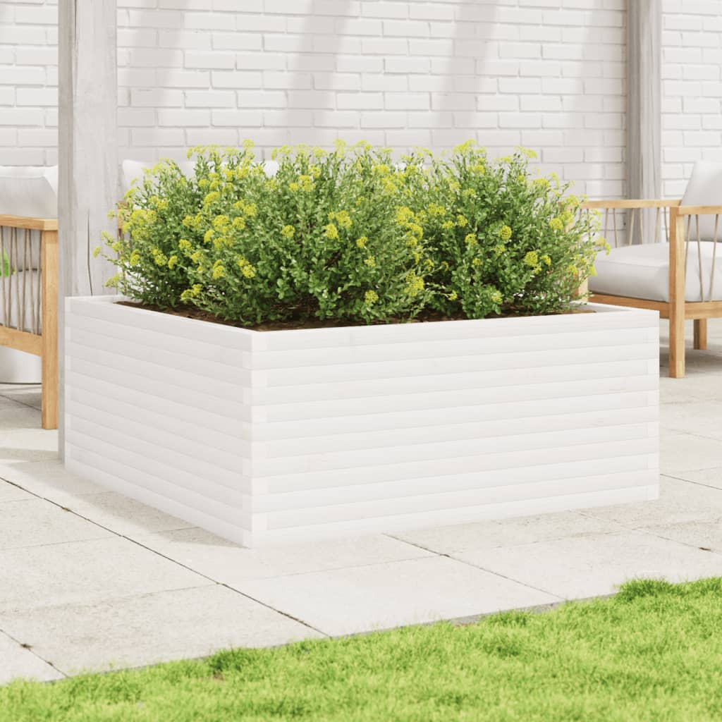 vidaXL Jardinera madera maciza de pino blanco 110x110x46 cm