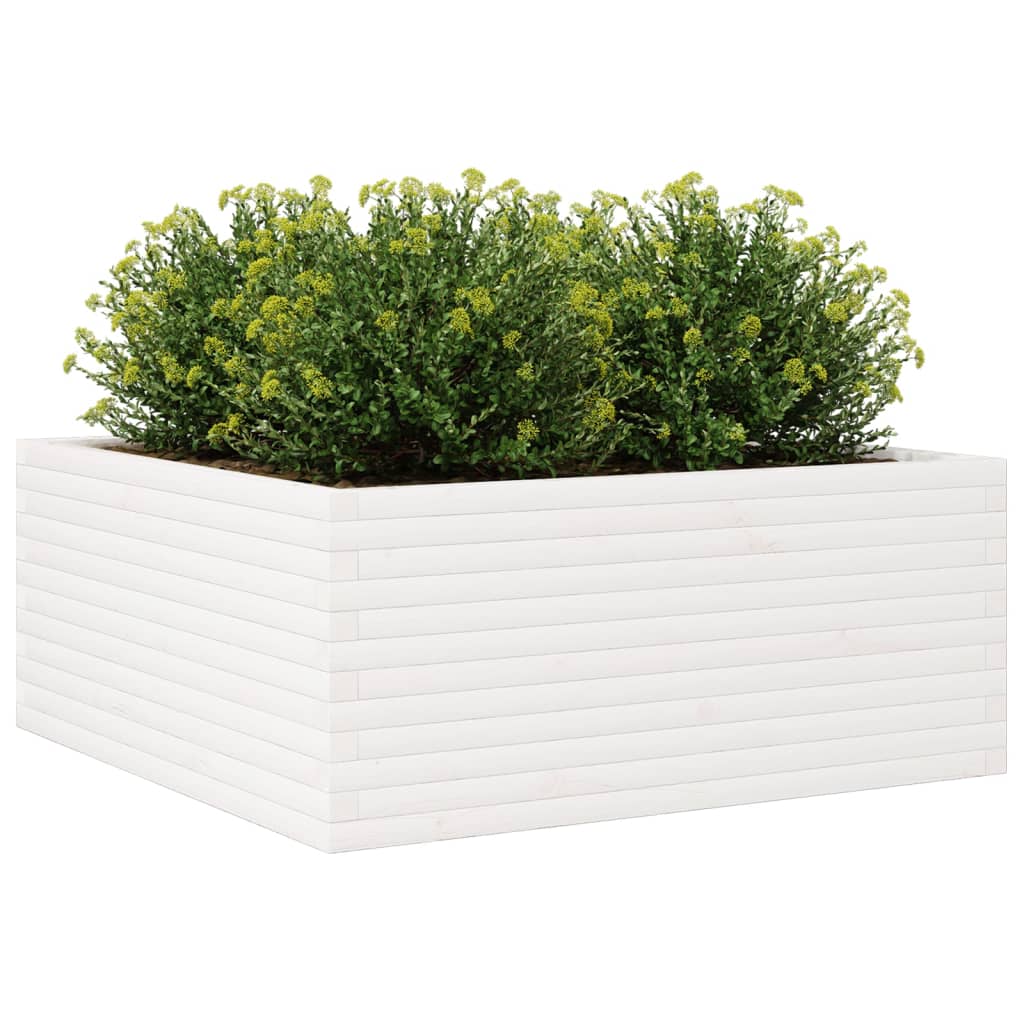 vidaXL Jardinera madera maciza de pino blanco 110x110x46 cm