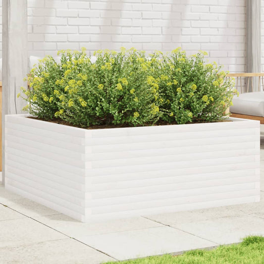 vidaXL Jardinera madera maciza de pino blanco 110x110x46 cm