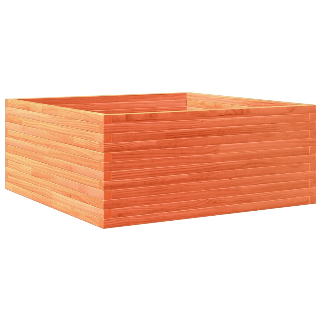 vidaXL Jardinera de madera maciza de pino marrón cera 110x110x46 cm