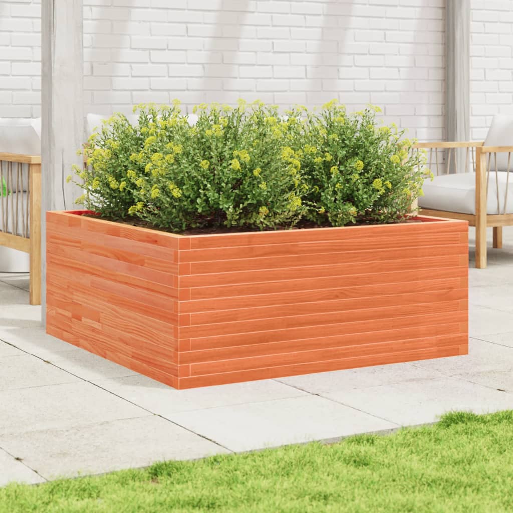 vidaXL Jardinera de madera maciza de pino marrón cera 110x110x46 cm