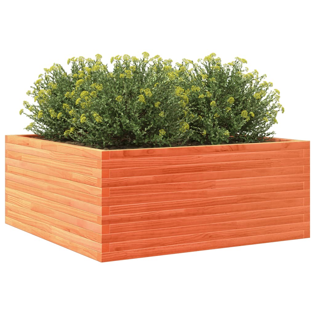 vidaXL Jardinera de madera maciza de pino marrón cera 110x110x46 cm