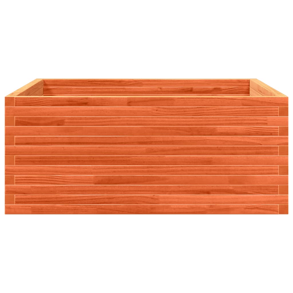 vidaXL Jardinera de madera maciza de pino marrón cera 110x110x46 cm