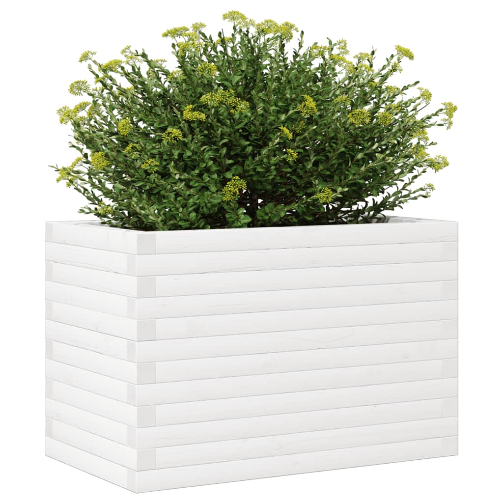 vidaXL Jardinera de madera maciza de pino blanca 70x40x46 cm