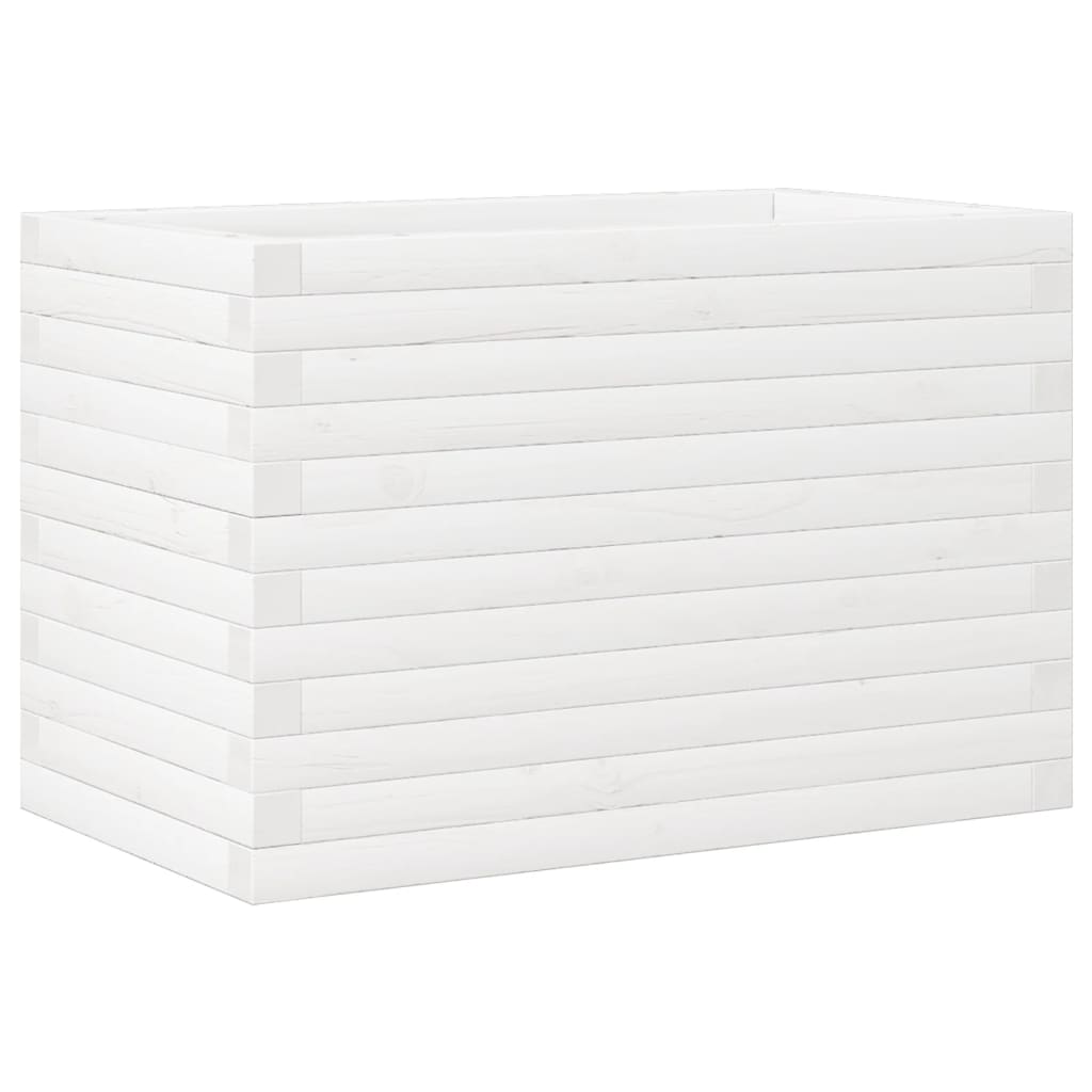 vidaXL Jardinera de madera maciza de pino blanca 70x40x46 cm