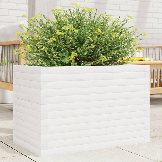 vidaXL Jardinera de madera maciza de pino blanca 70x40x46 cm