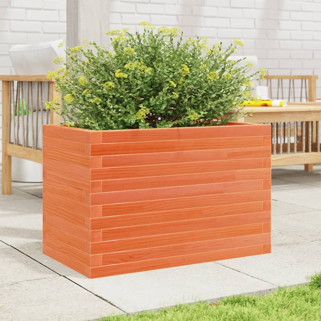 vidaXL Jardinera de madera maciza de pino marrón cera 70x40x46 cm