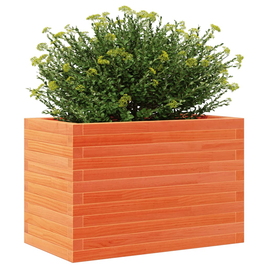 vidaXL Jardinera de madera maciza de pino marrón cera 70x40x46 cm