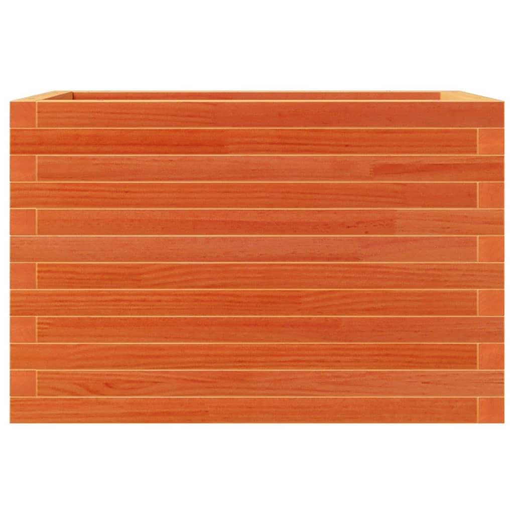 vidaXL Jardinera de madera maciza de pino marrón cera 70x40x46 cm