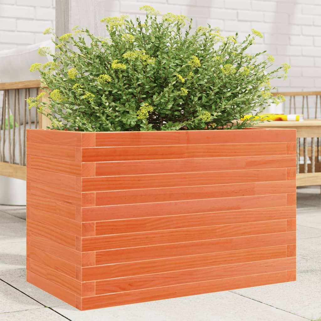 vidaXL Jardinera de madera maciza de pino marrón cera 70x40x46 cm