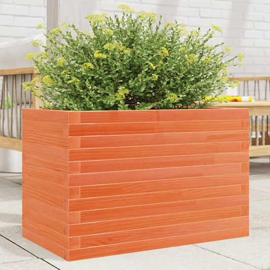 vidaXL Jardinera de madera maciza de pino marrón cera 70x40x46 cm