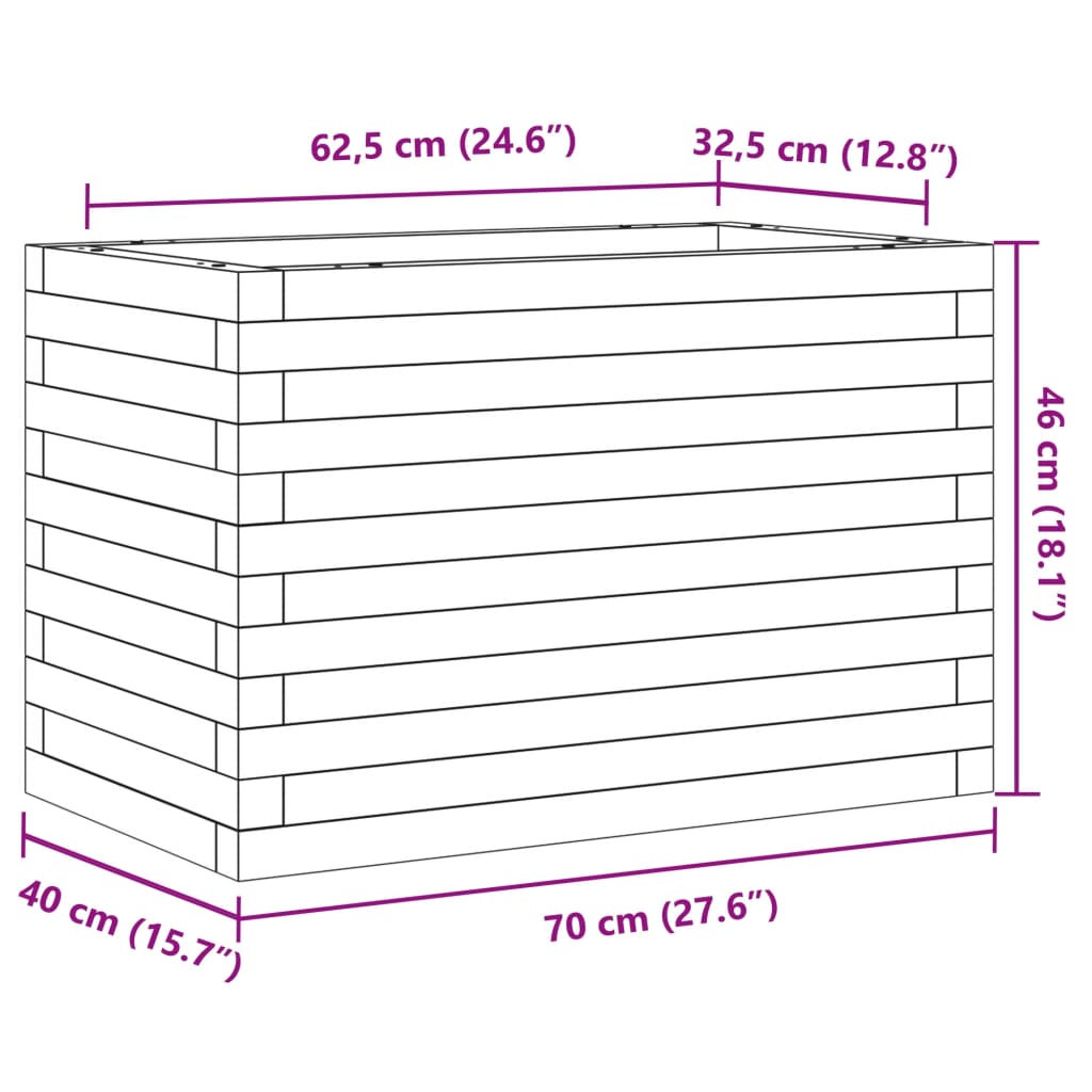 vidaXL Jardinera madera maciza de abeto Douglas 70x40x46 cm