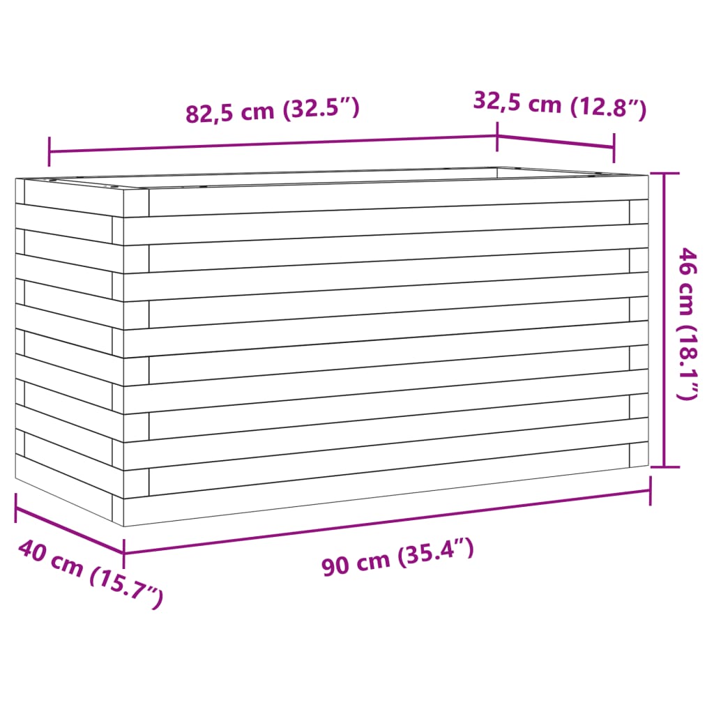 vidaXL Jardinera de madera maciza de pino 90x40x46 cm