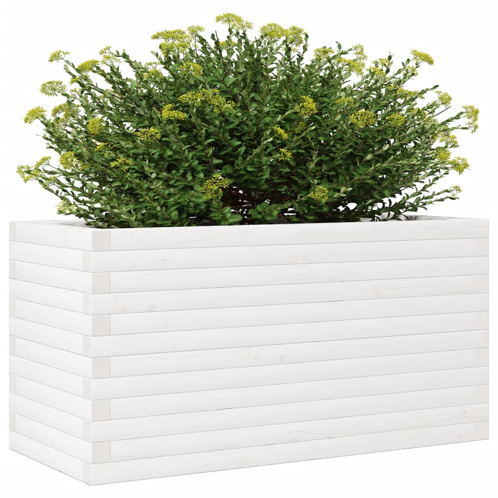 vidaXL Jardinera de madera maciza de pino blanca 90x40x46 cm