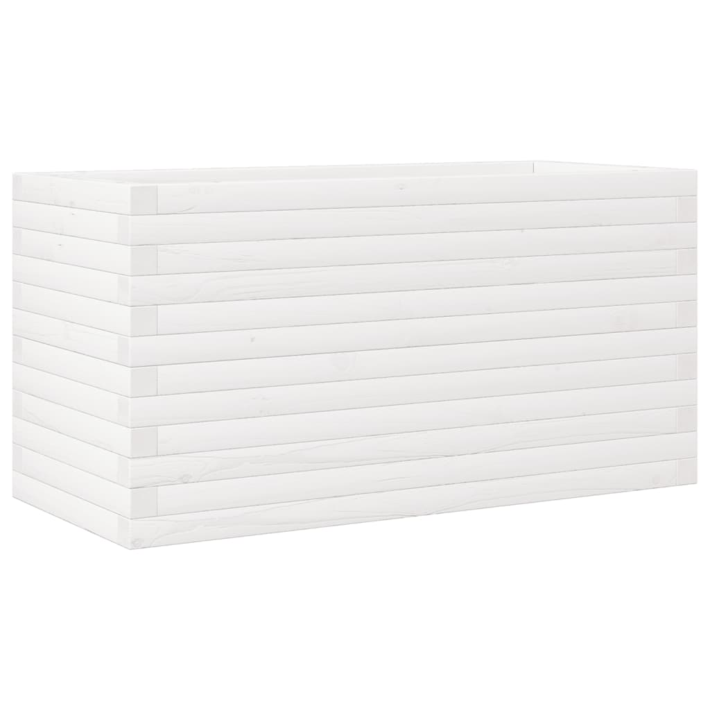 vidaXL Jardinera de madera maciza de pino blanca 90x40x46 cm