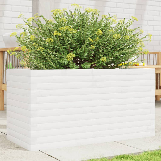 vidaXL Jardinera de madera maciza de pino blanca 90x40x46 cm