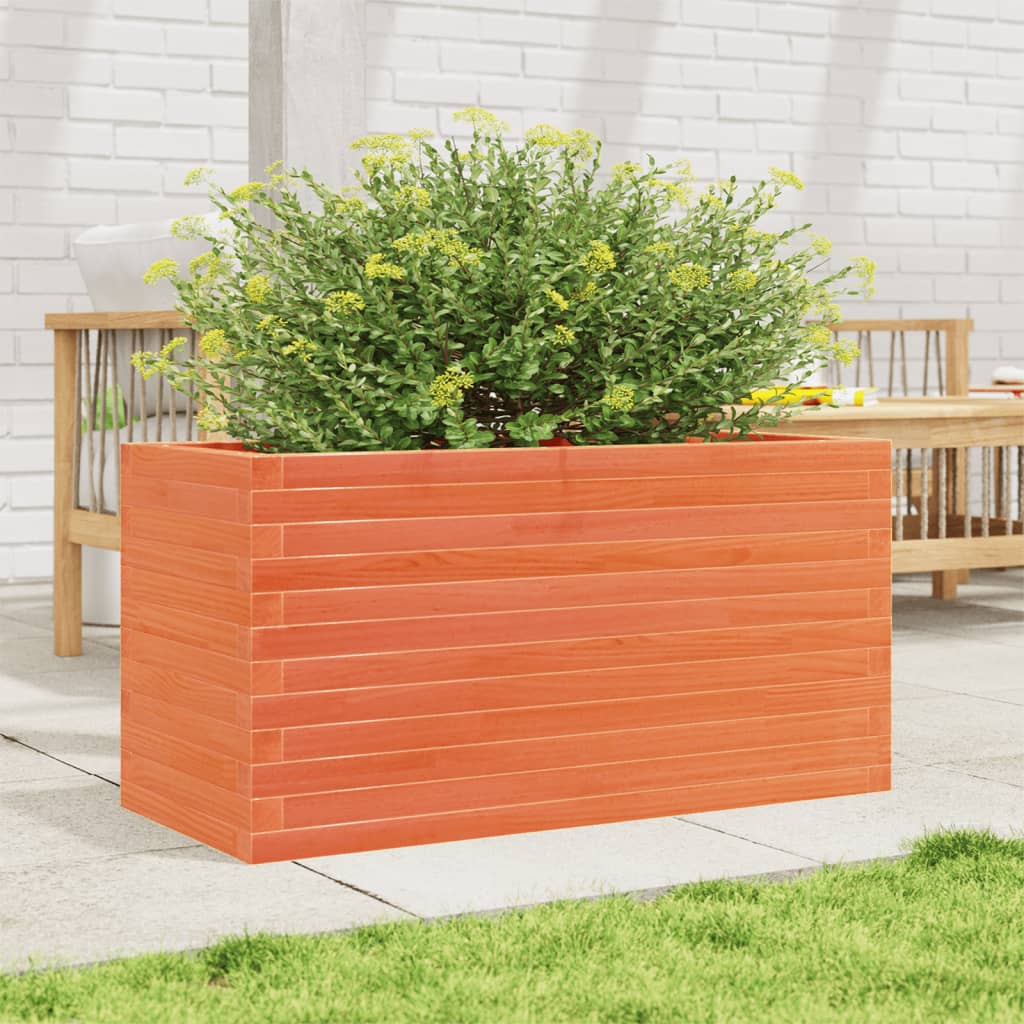 vidaXL Jardinera de madera maciza pino marrón cera 90x40x46 cm