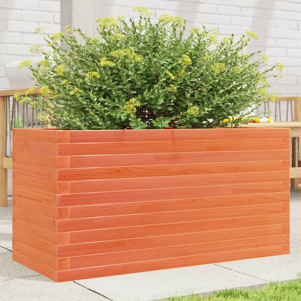 vidaXL Jardinera de madera maciza pino marrón cera 90x40x46 cm