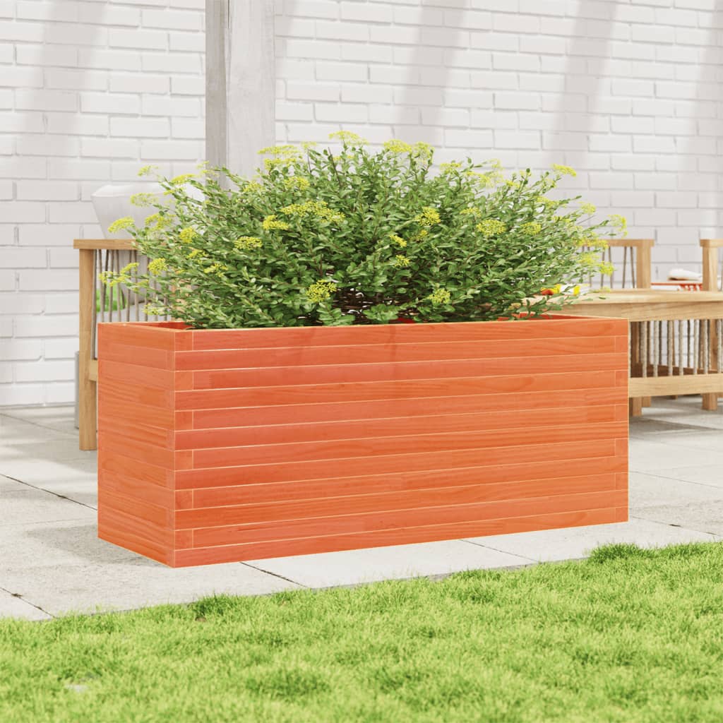 vidaXL Jardinera de madera maciza de pino marrón cera 110x40x46 cm