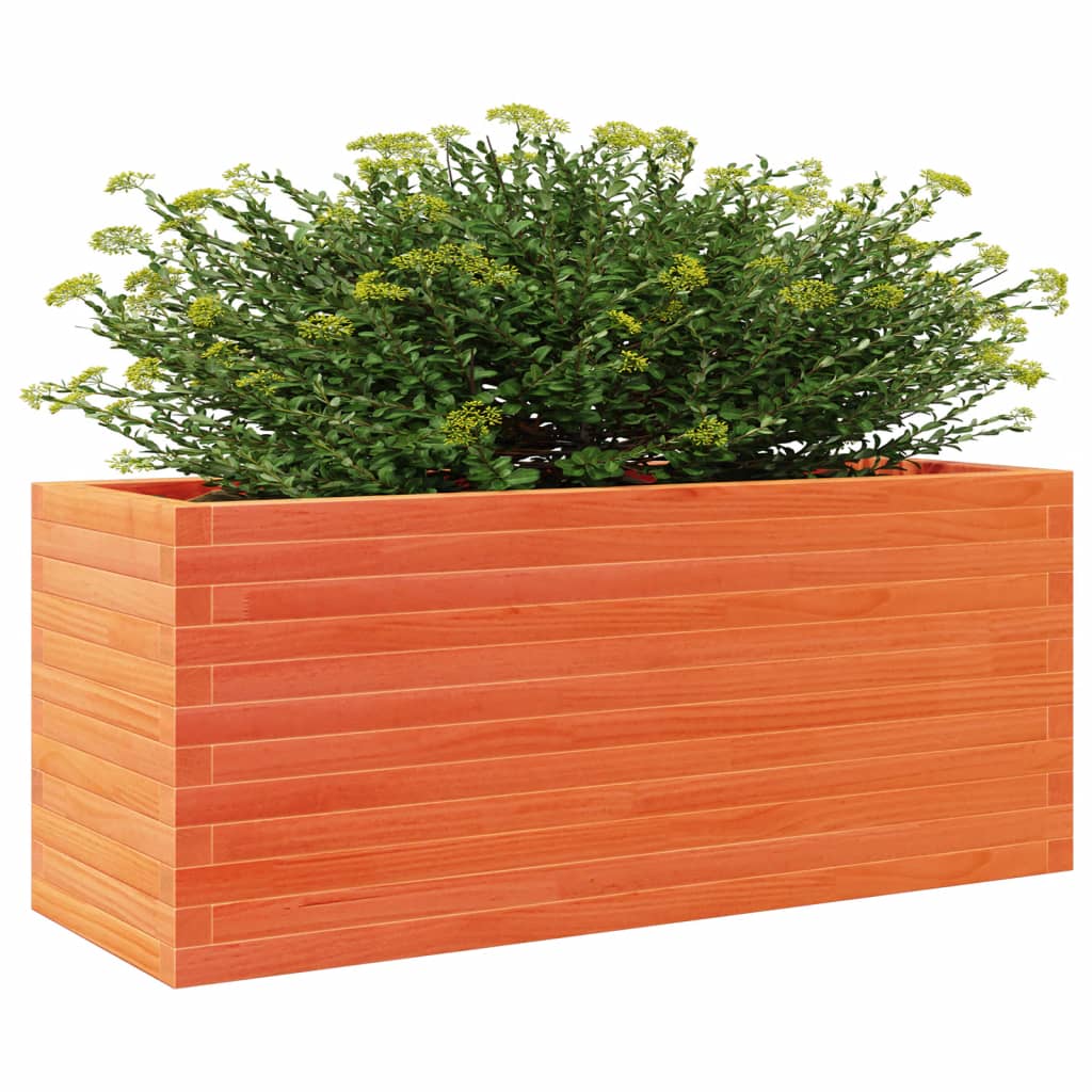 vidaXL Jardinera de madera maciza de pino marrón cera 110x40x46 cm