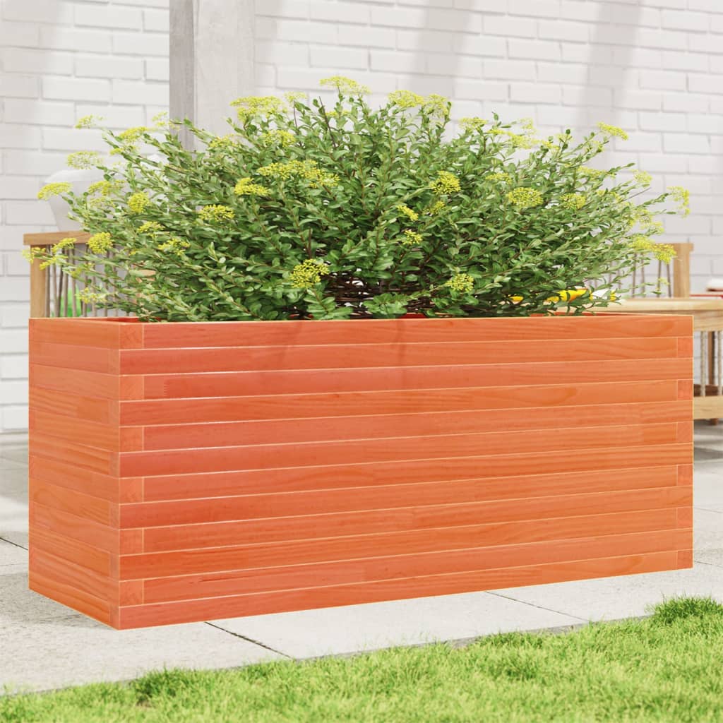 vidaXL Jardinera de madera maciza de pino marrón cera 110x40x46 cm