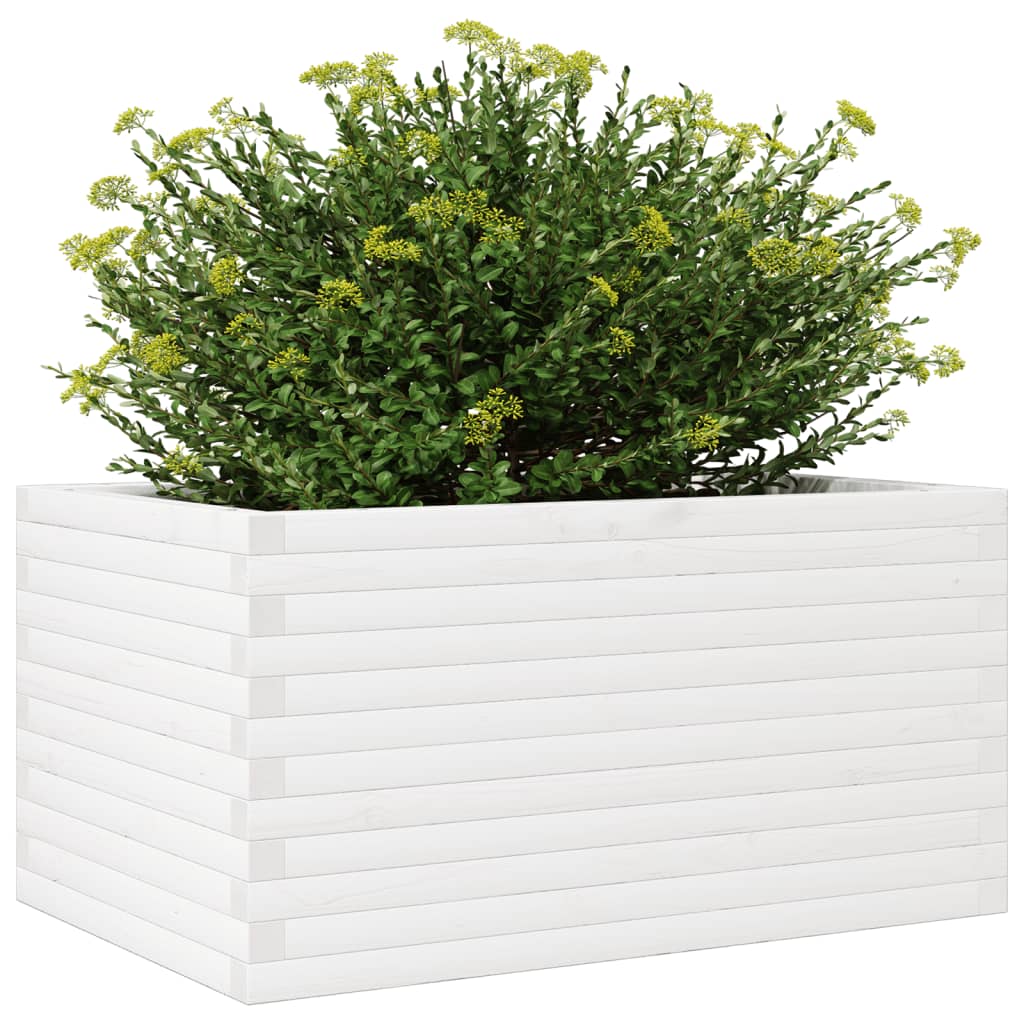 vidaXL Jardinera de madera maciza de pino blanco 90x60x46 cm