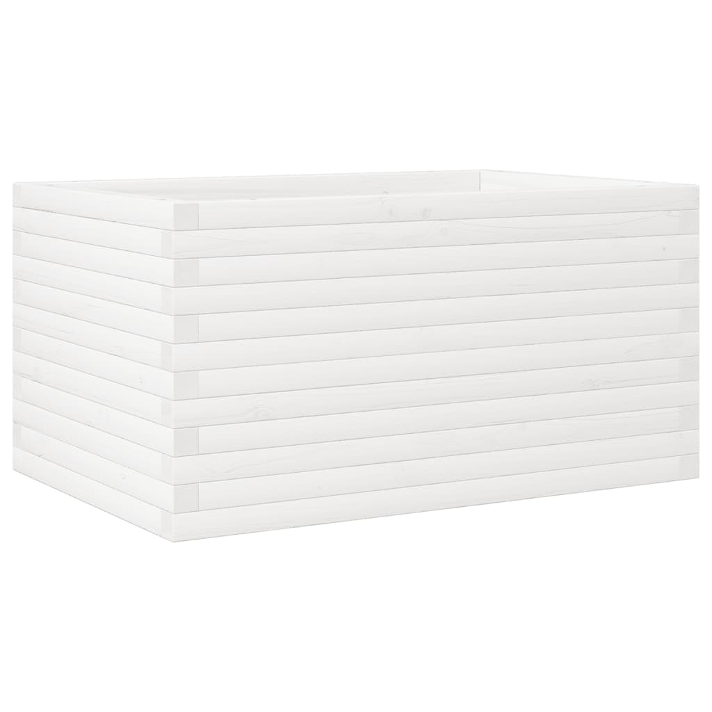 vidaXL Jardinera de madera maciza de pino blanco 90x60x46 cm