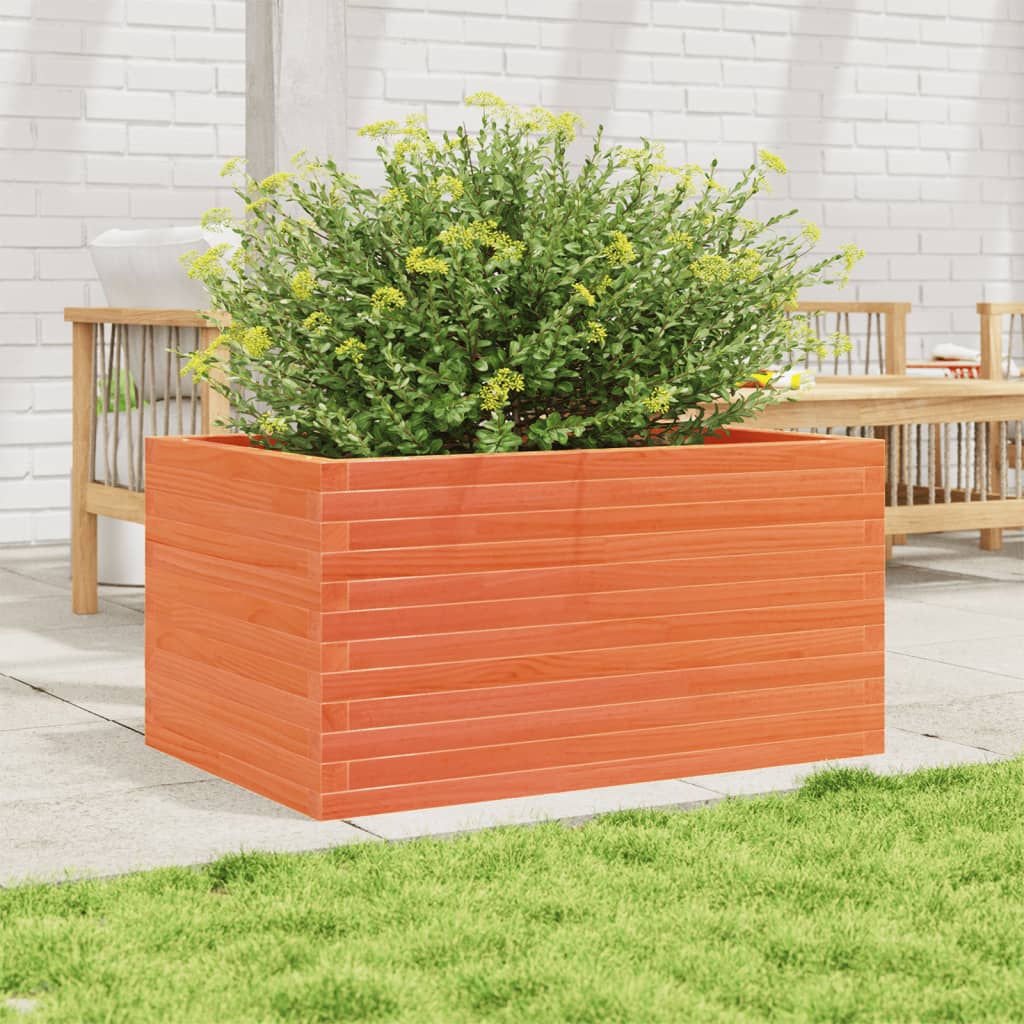 vidaXL Jardinera de madera maciza pino marrón cera 90x60x46 cm