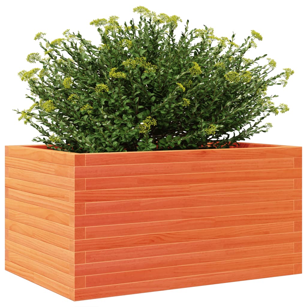 vidaXL Jardinera de madera maciza pino marrón cera 90x60x46 cm