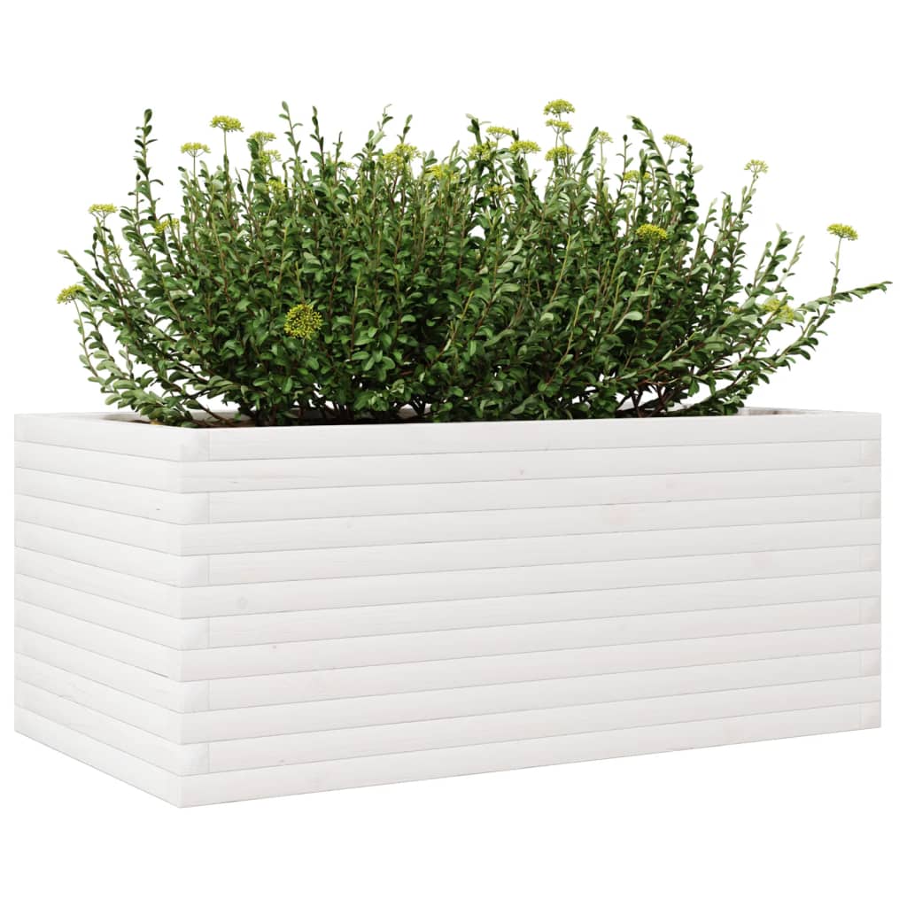 vidaXL Jardinera de madera maciza de pino blanco 110x60x46 cm