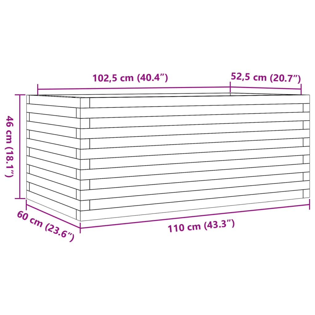 vidaXL Jardinera madera maciza de abeto Douglas 110x60x46 cm