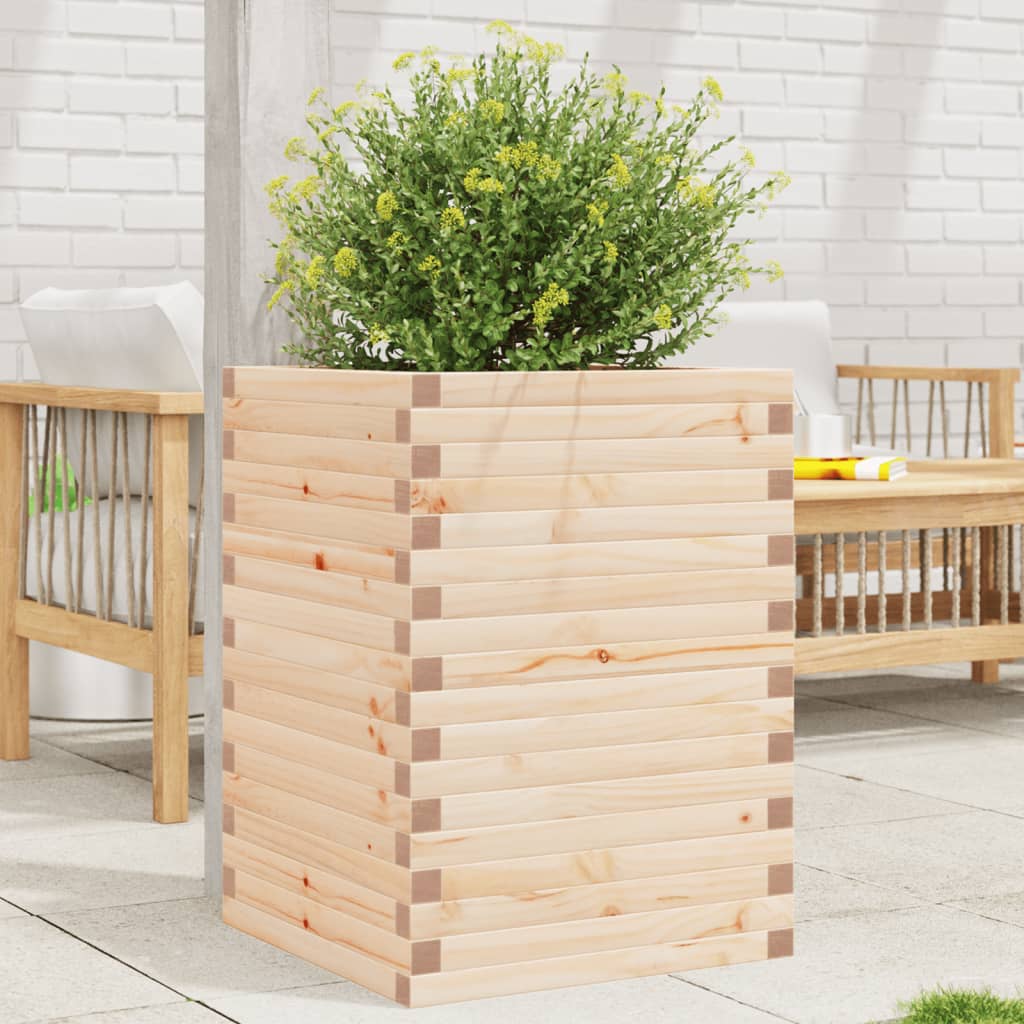 vidaXL Jardinera de madera maciza de pino 50x50x68,5 cm