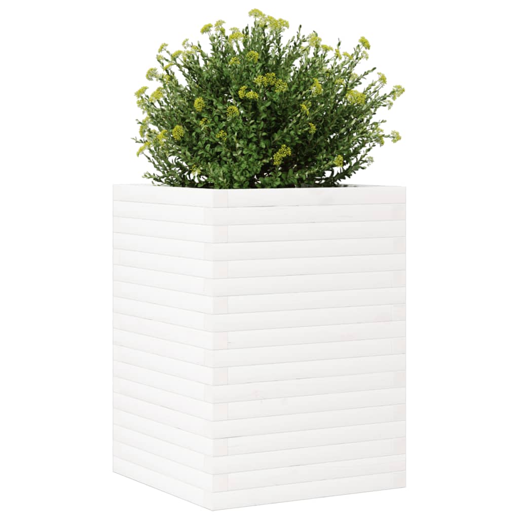 vidaXL Jardinera madera maciza de pino blanco 50x50x68,5 cm