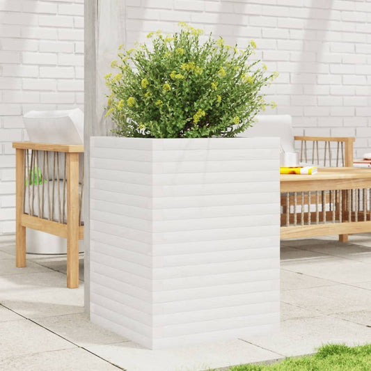 vidaXL Jardinera madera maciza de pino blanco 50x50x68,5 cm