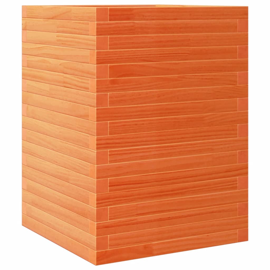 vidaXL Jardinera madera maciza de pino marrón cera 50x50x68,5 cm