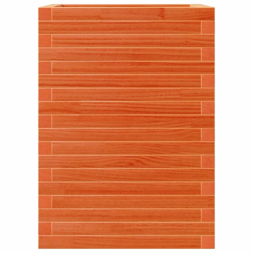 vidaXL Jardinera madera maciza de pino marrón cera 50x50x68,5 cm