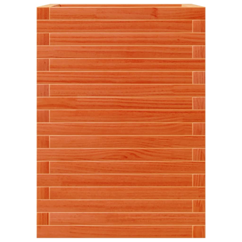 vidaXL Jardinera madera maciza de pino marrón cera 50x50x68,5 cm