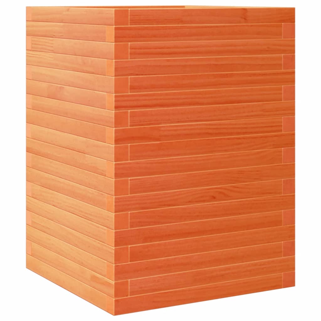 vidaXL Jardinera madera maciza de pino marrón cera 50x50x68,5 cm