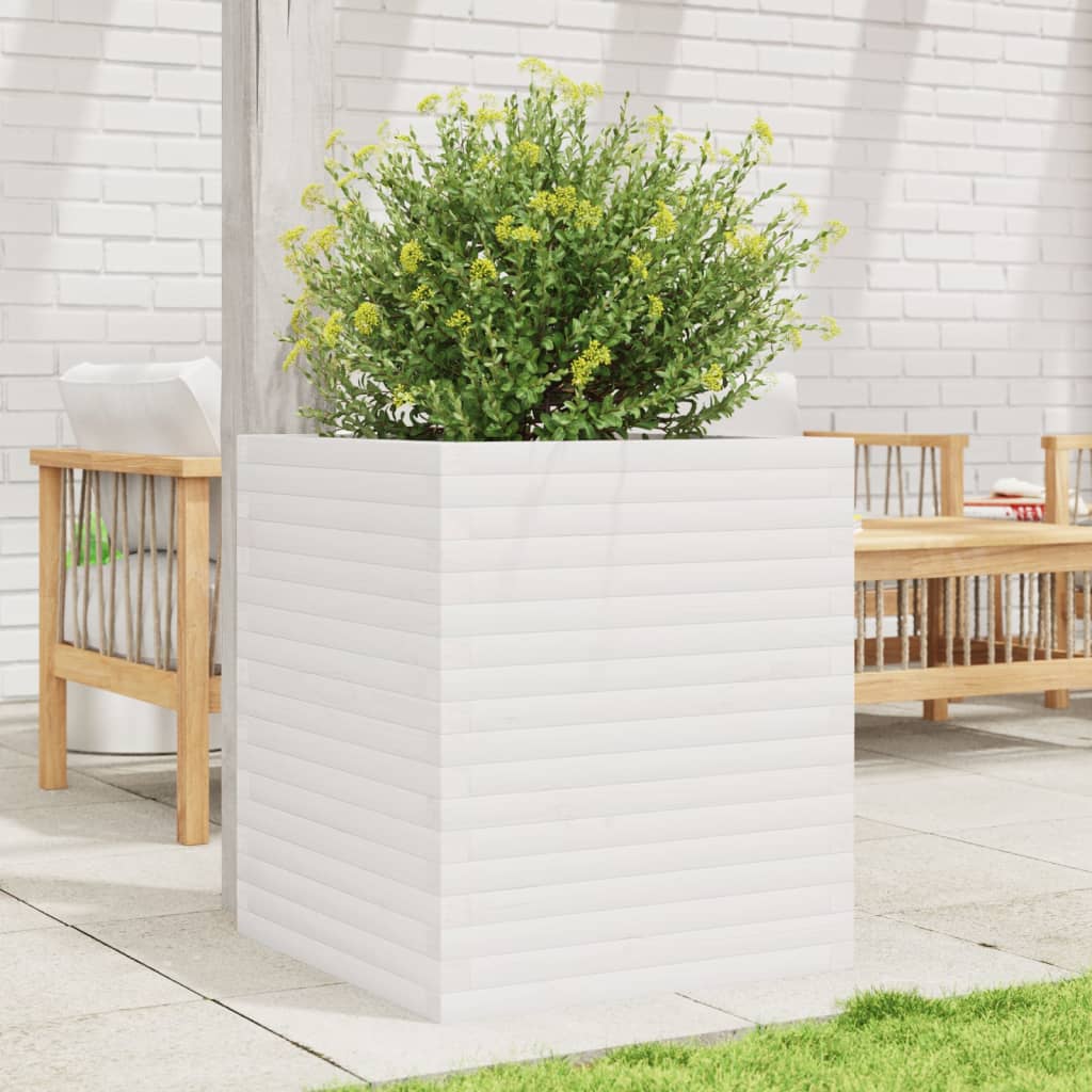 vidaXL Jardinera madera maciza de pino blanco 60x60x68,5 cm