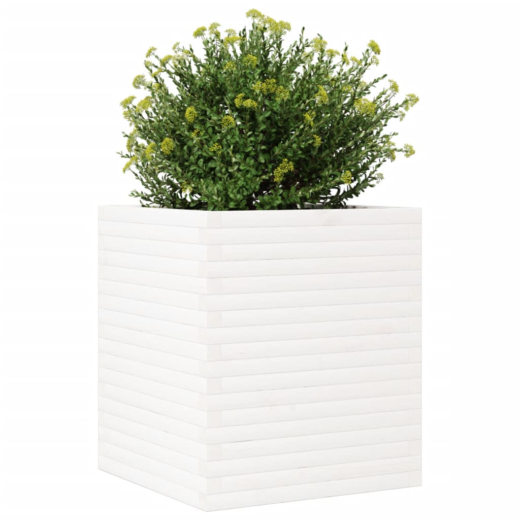 vidaXL Jardinera madera maciza de pino blanco 60x60x68,5 cm