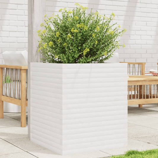 vidaXL Jardinera madera maciza de pino blanco 60x60x68,5 cm