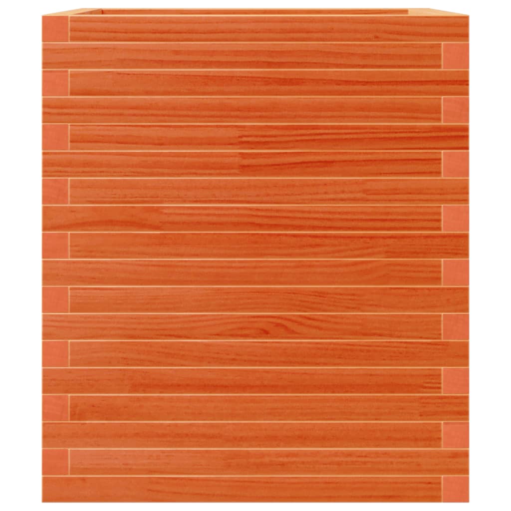 vidaXL Jardinera de madera maciza de pino marrón cera 60x60x68,5 cm